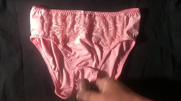 New Shot on the pink original silk lace panties, wipe it on the panties after shooting, the silk texture feels great energy Tube