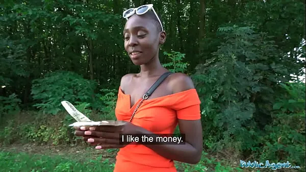 New Public Agent Ebony model Zaawaadi taken into the woods for hard outdoor fucking energy Tube