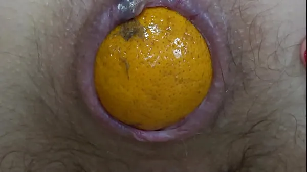 New Anal play with tangerines A doggy style girl unusually masturbates her ass and jerks off her hairy pussy with panties then sniffs these thongs energy Tube