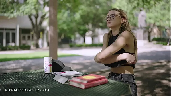 New Big tits showing on a public bench outdoors energy Tube