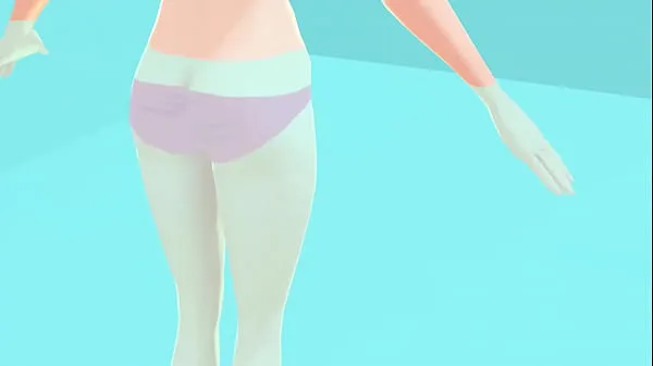 New Toyota's anime girl shakes big breasts in a pink bikini energy Tube