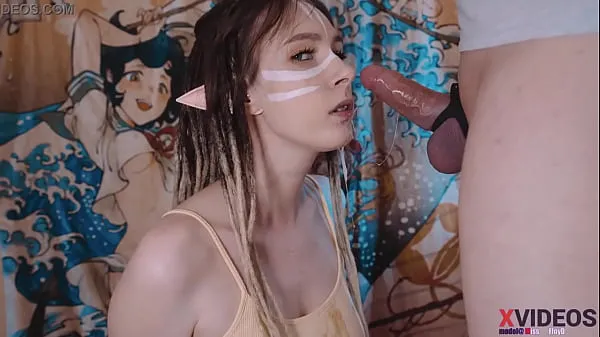 Nouveau Baiser la bouche d'une belle fille elfe avec des dreadlocks ! Sexe oral avec une jolie fille ! Cum dans sa bouche ! Une copine qui bave pour une pipe et une gorge profonde tube d'énergie