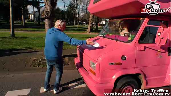 New Grandpa picks up German teen on the street and fucks her in the car energy Tube