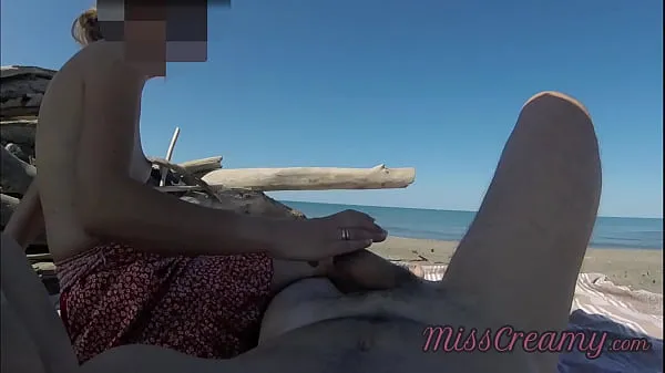 New Strangers caught my wife touching and masturbating my cock on a public nude beach - Real amateur french - MissCreamy energy Tube