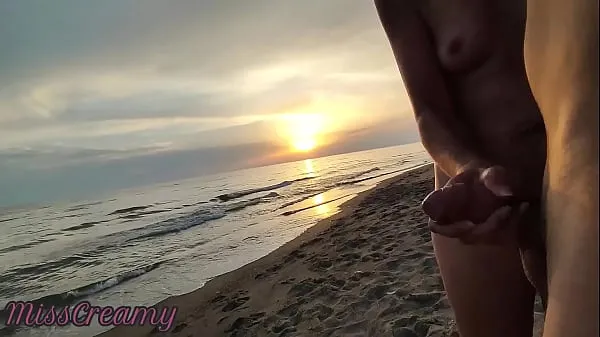 New French Milf Blowjob Amateur on Nude Beach public to stranger with Cumshot 02 - MissCreamy energy Tube